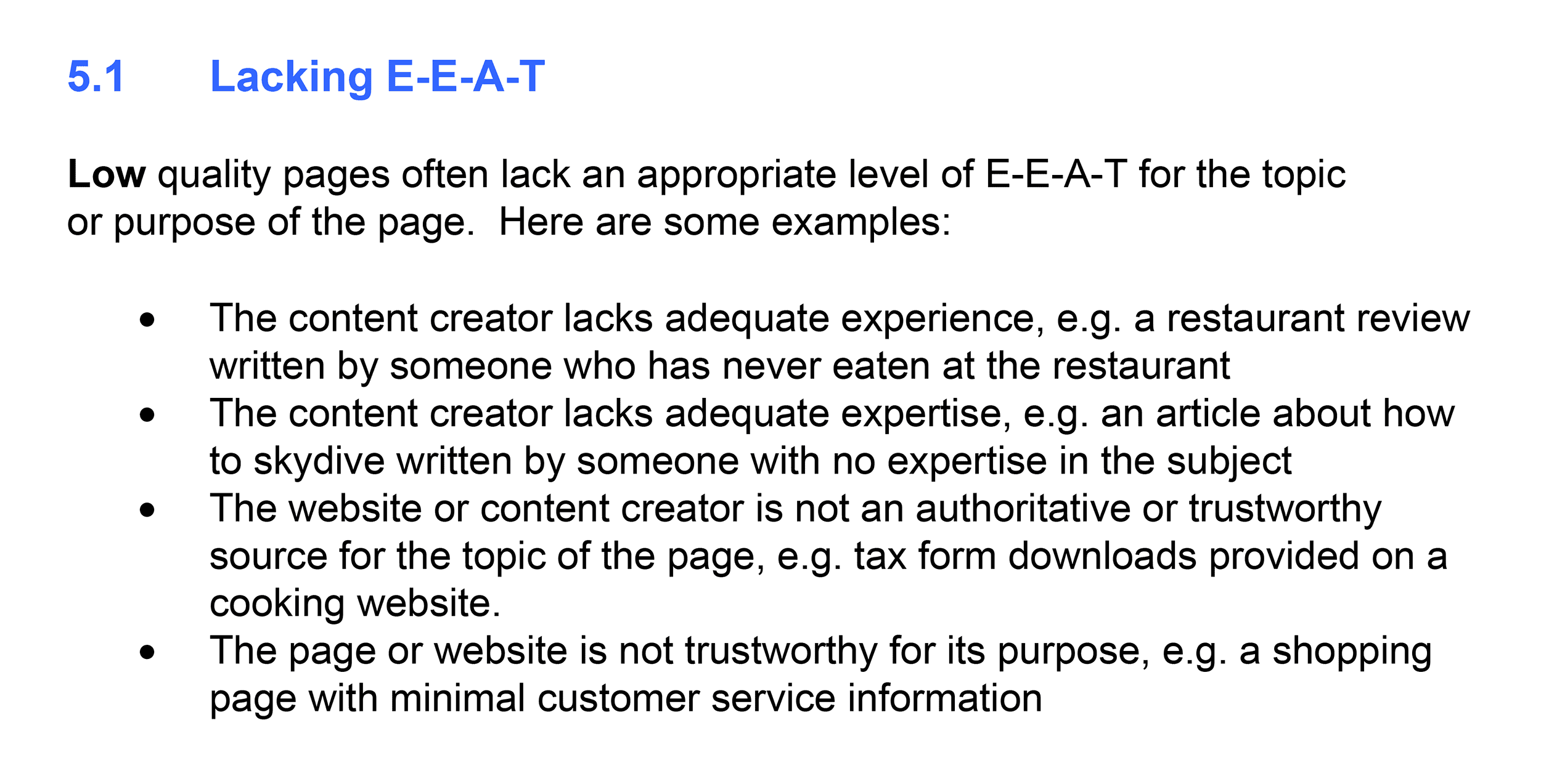 Lacking E-A-T