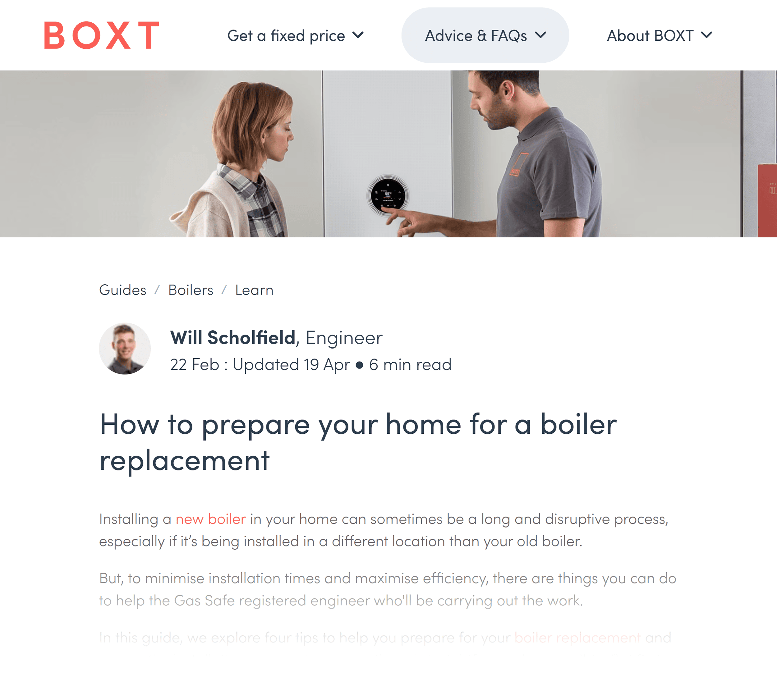 Boxt – ボイラー交換の準備